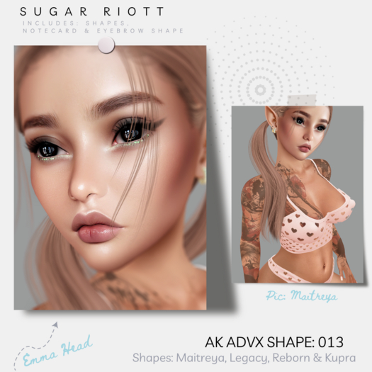 Second Life Marketplace - *Sugar Riott* 013 Shape -Emma Head